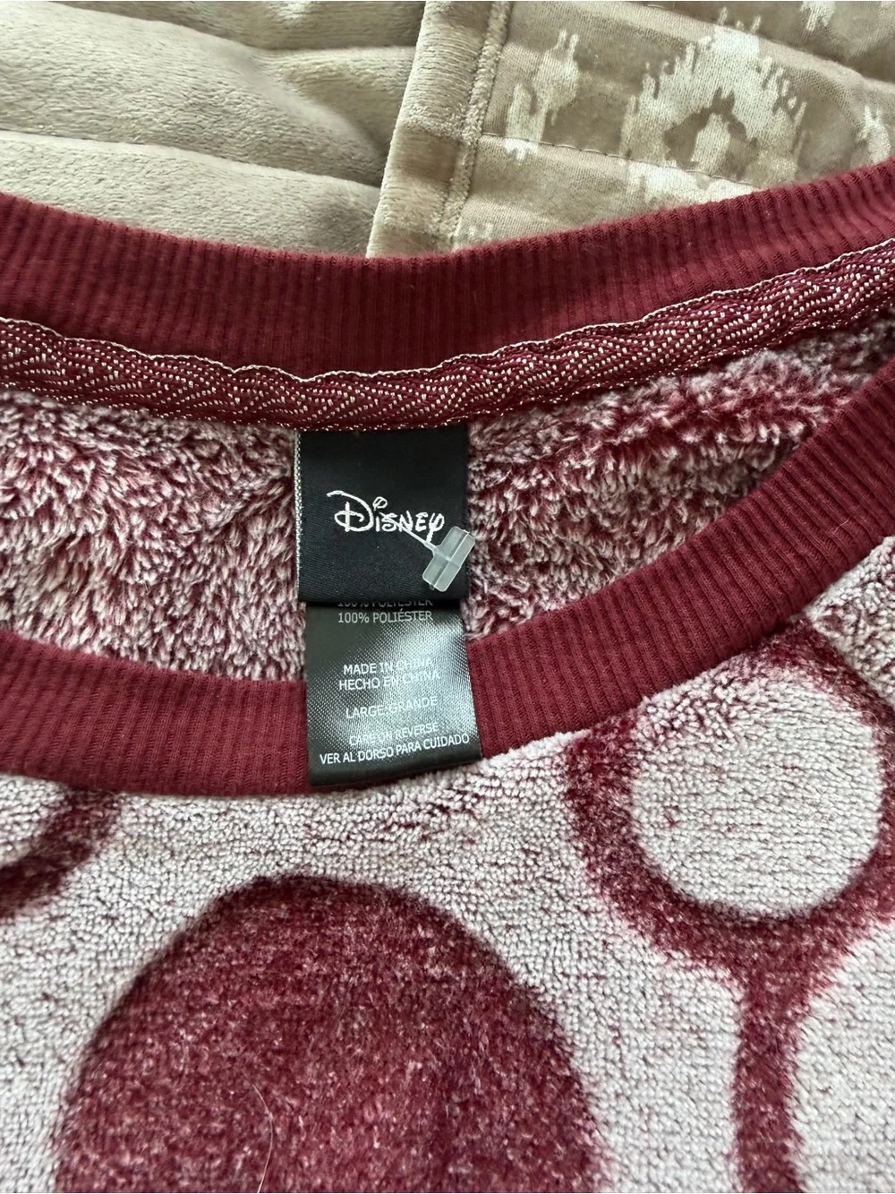 Disney Burgundy and Cream Mickey Circle Fleece Sweatshirt - Picture 3 of 4